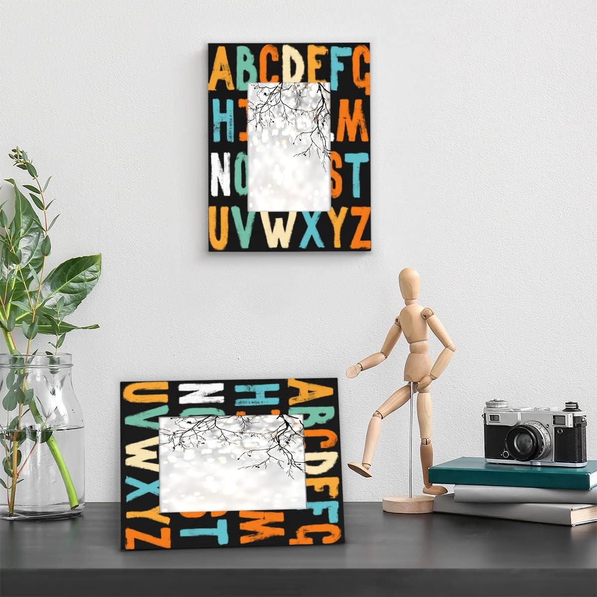 Cartoon Creative Monogram Picture Frames.With Hooks and Brackets,Frames Can be Displayed Vertically or Horizontally on Table or Wall