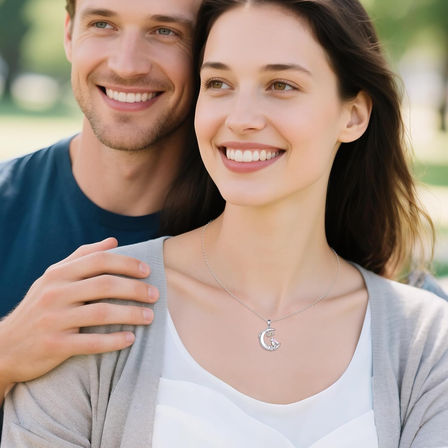 YAFEINI Bunny Necklace 925 Sterling Silver Moon Bunny Pendant Necklace Rabbit Jewelry for Women - Image 5