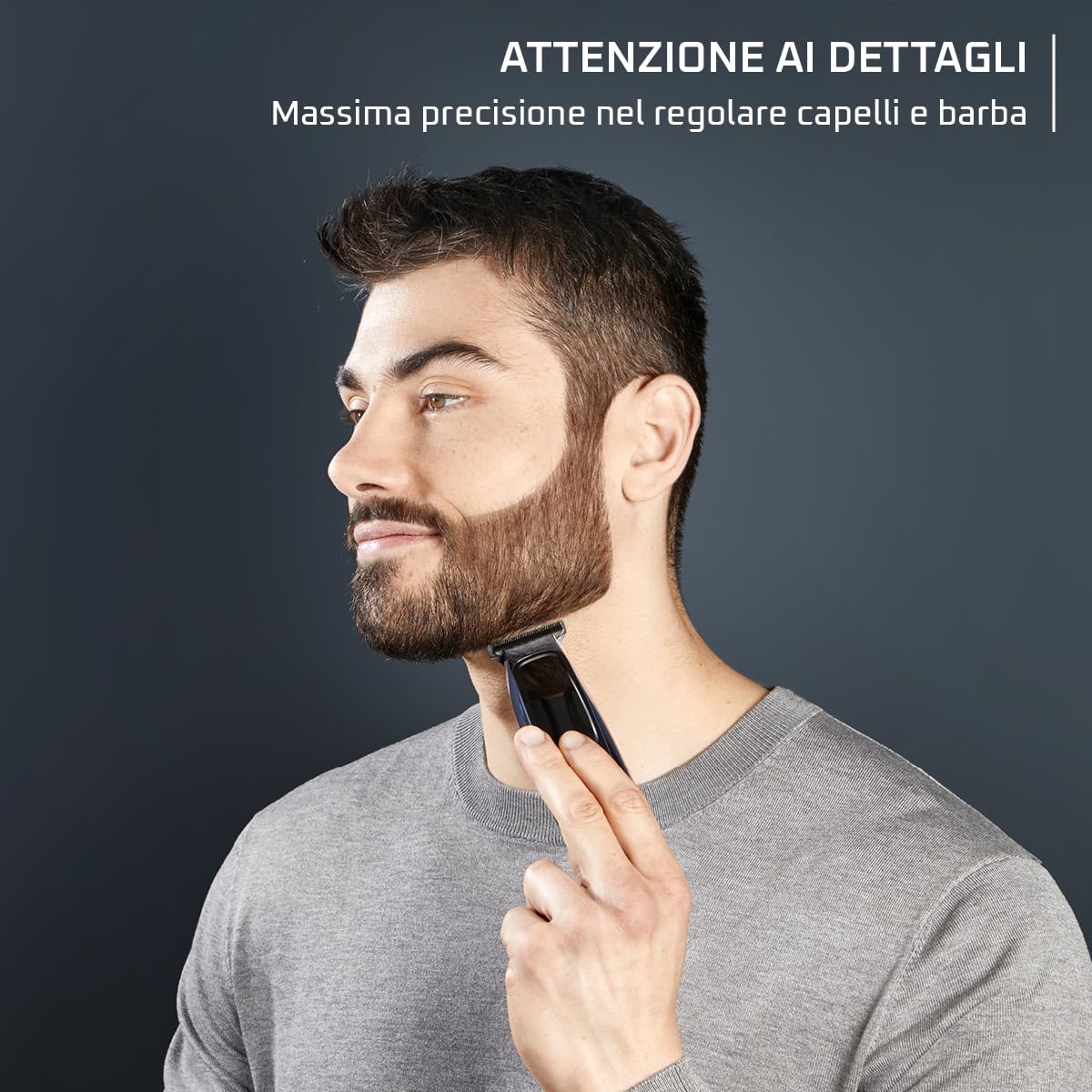 Rowenta Barber Experience, Rasoio Regolabarba Professionale da Uomo, Lama a T di Precisione per Capelli e Barba, 5 Pettini Fissi, 90 Min Autonomia, TN1851E0
