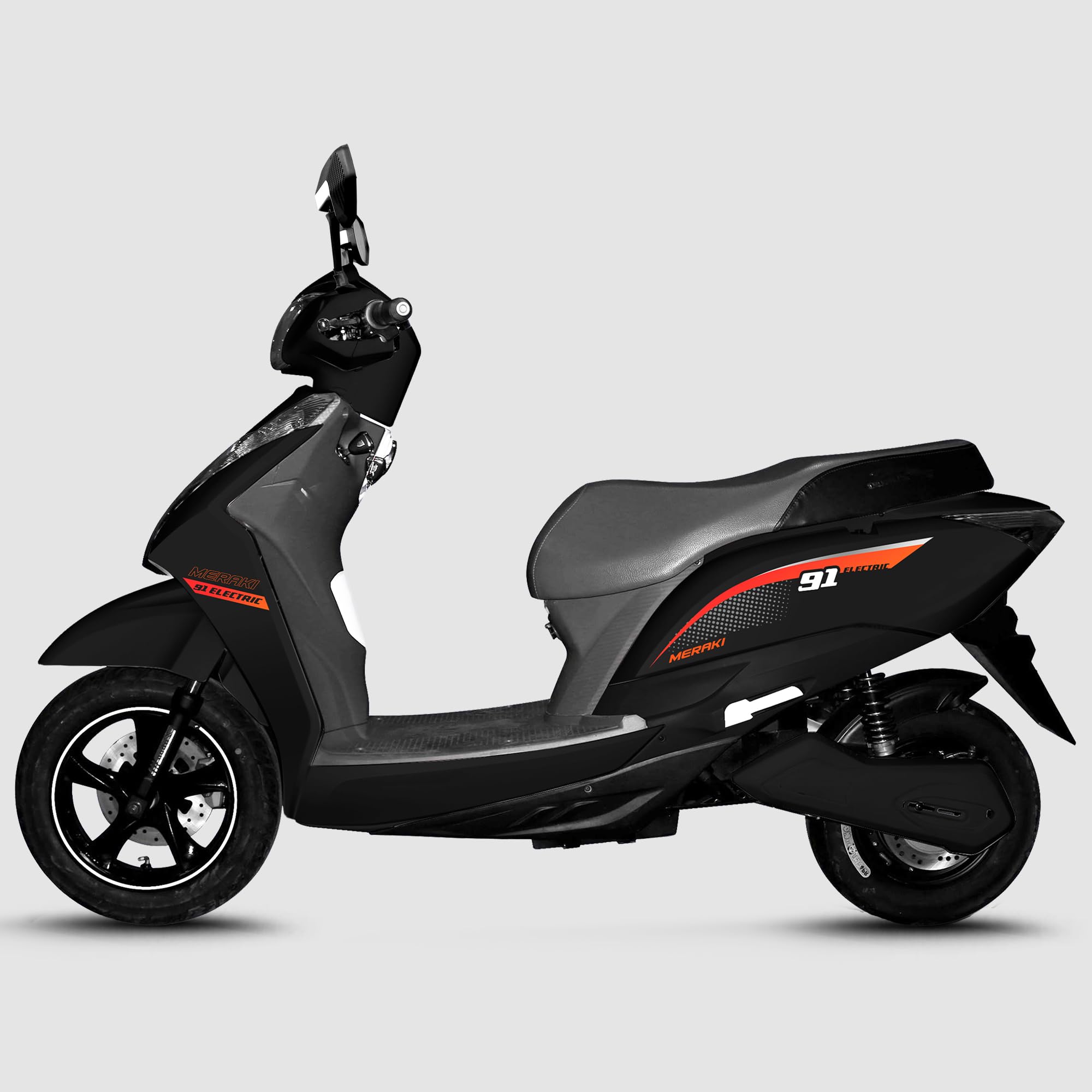 91ev meraki premium low-speed ev scooter with 60v 30ah lithium ion battery & charger | powerful bldc motor | 60-70km range, led display & tubeless tires | no rto & license | remote key | black