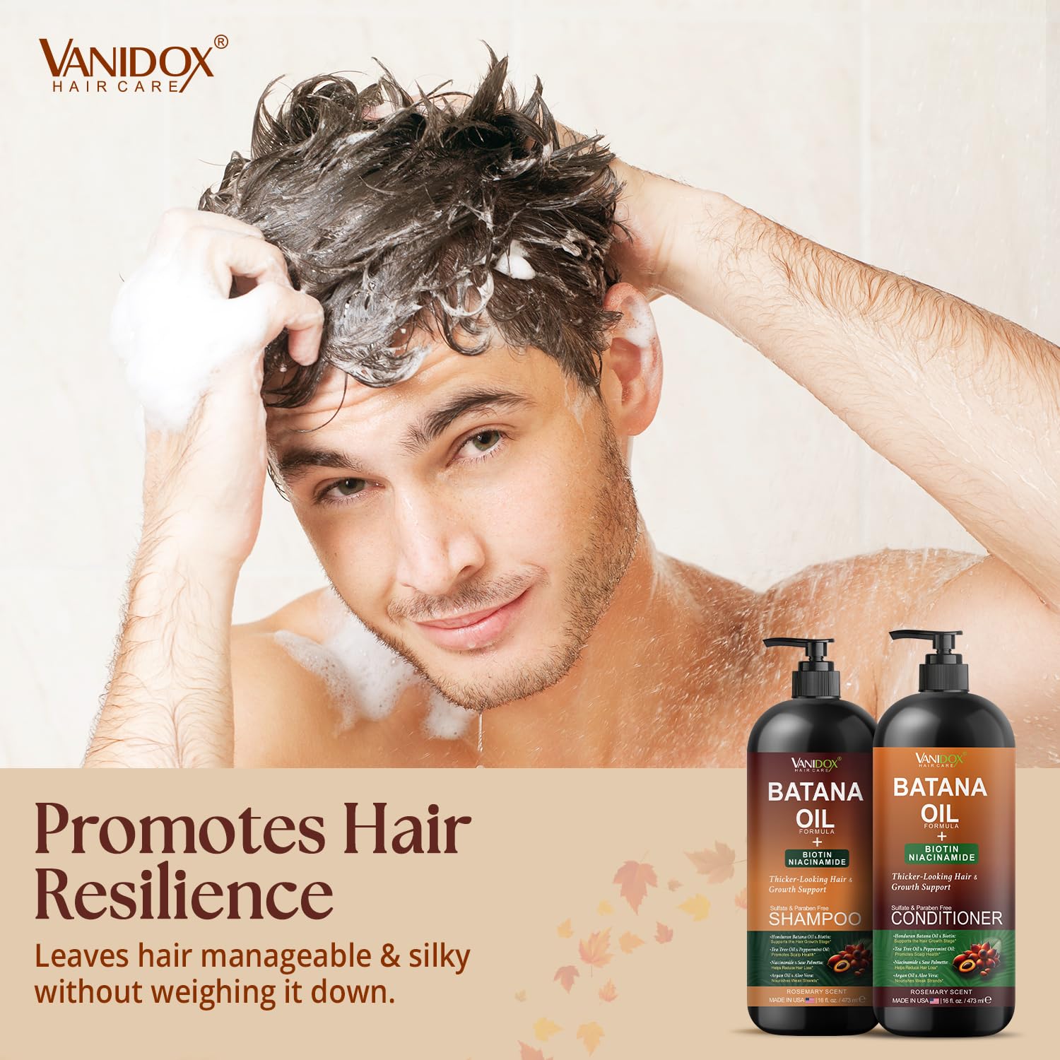 Batana Oil Shampoo and Conditioner Set – Biotin & Niacinamide Infused – Sulfate-Free, Paraben-Free – Moisturizing & Strengthening Hair Care for All Hair Types – 2 x 16 fl oz - Image 6