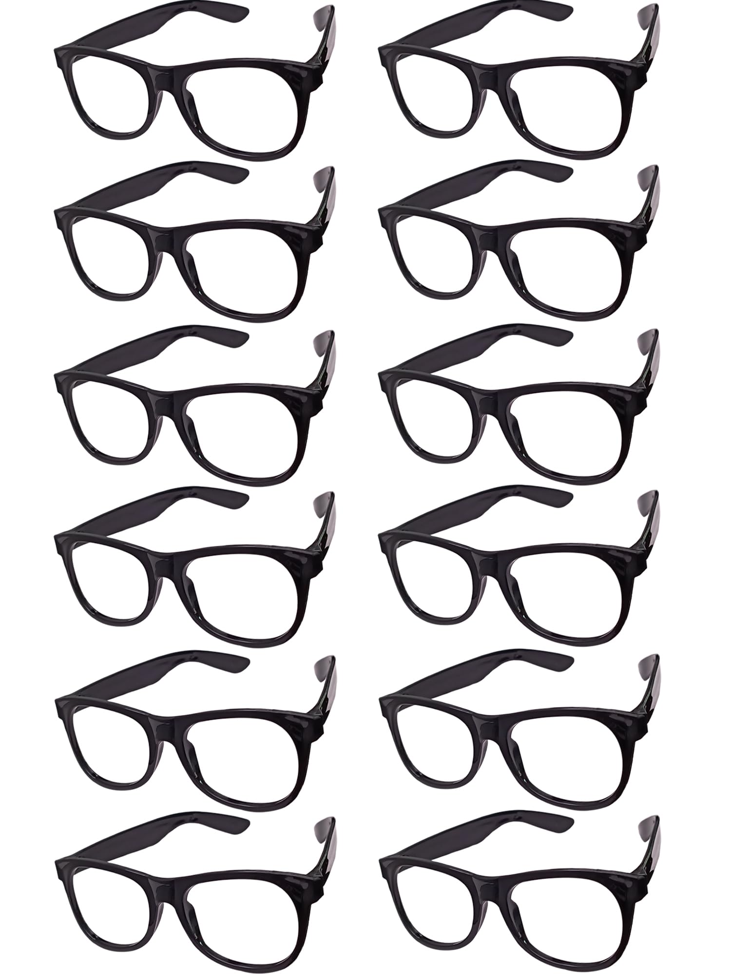 EaciTown 12 Pack Costume Glasses Neon Frame Only No Lens Glasses for Halloween Decor Birthday Party Favors (Black)