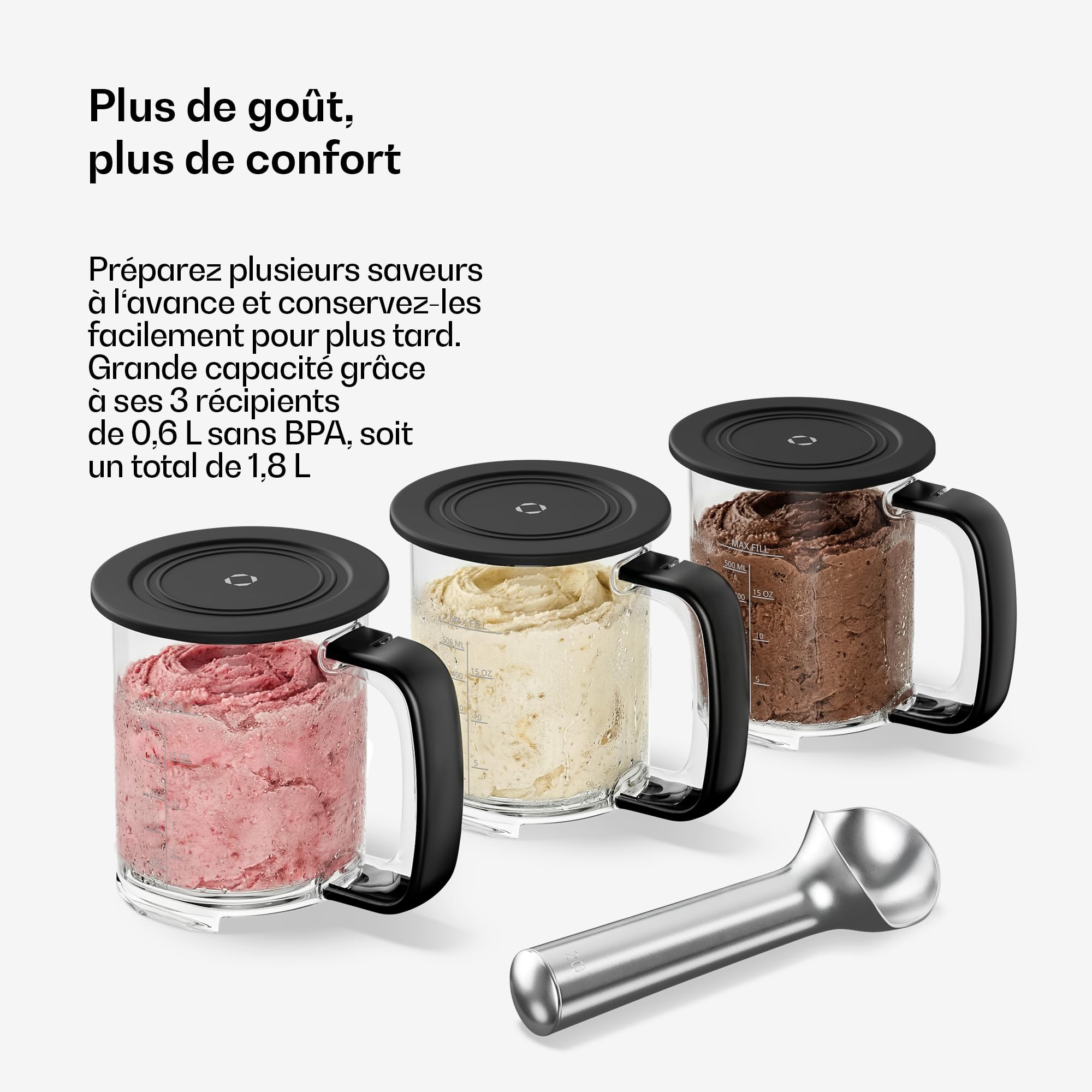 Klarstein Velaire Sorbetière – Machine à glace 500 W, 3 bacs de 0,6 L (1,8 L au total), 10 programmes, écran tactile, yaourt glacé et sorbet
