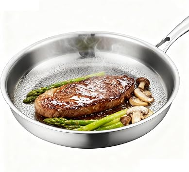 Titanium Pan Premium Titanium Cookware, Naturally Nonstick & Non-Toxic,Chemical-Free Frying Pan, Fast & Even Heating Skillet for Cooking, Works on All Cooktops 10+lid