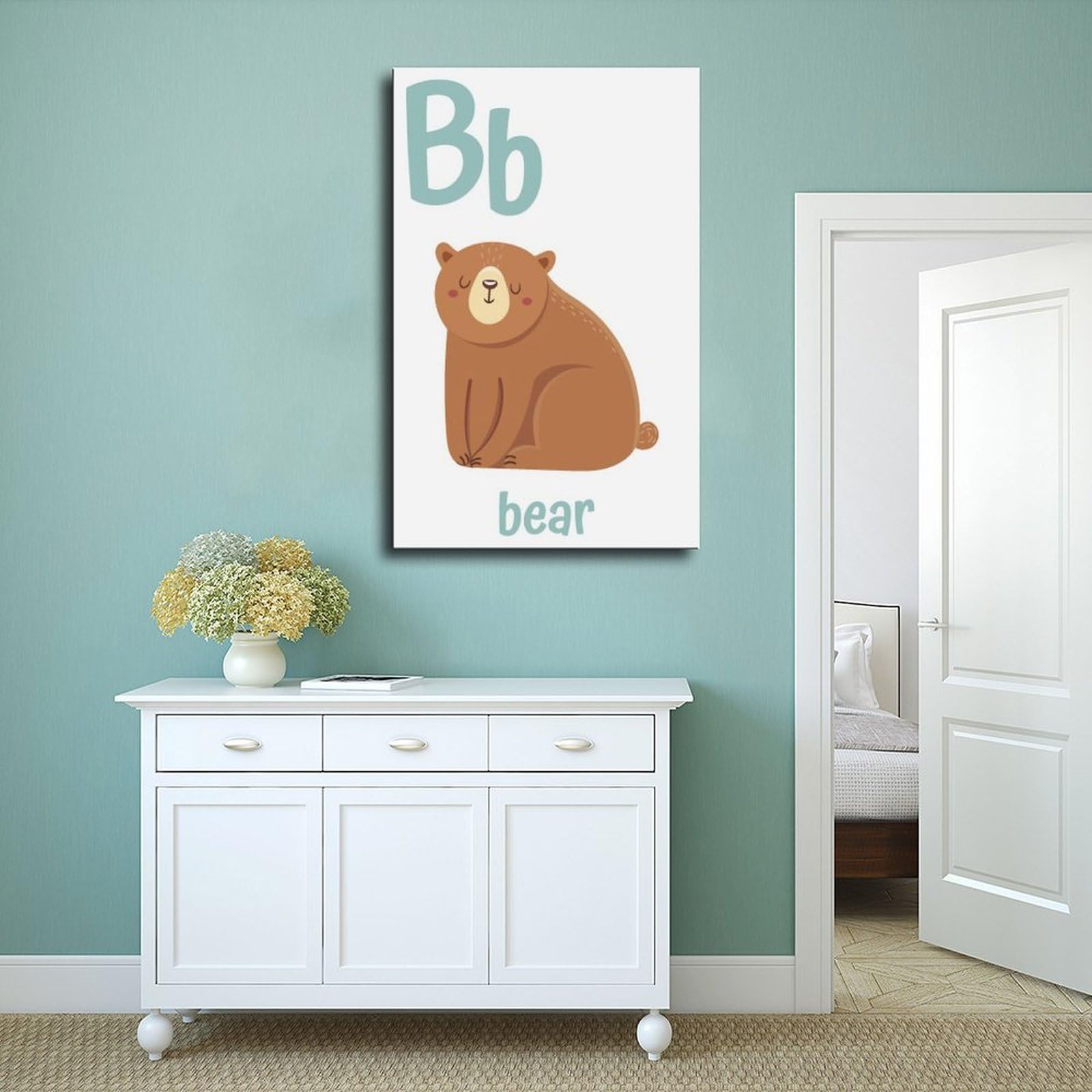 Poster sur toile à thèmes éducatifs Alphabet de A à Z (7) - Décoration murale pour salon, chambre à coucher - 60 x 90 cm
