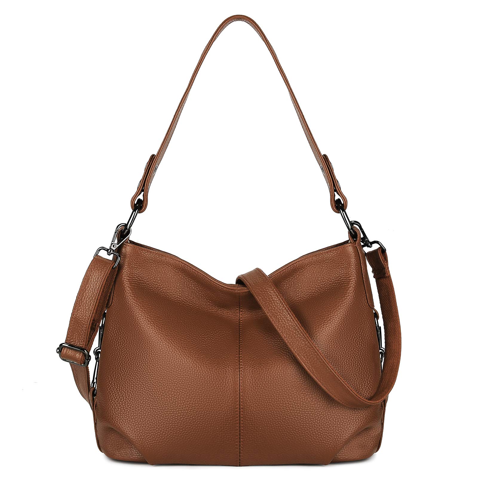 YALUXE Women's Stylish Genuine Leather Handbag Purse Tote Shoulder Bag Handle Bag with Crossbody Strap