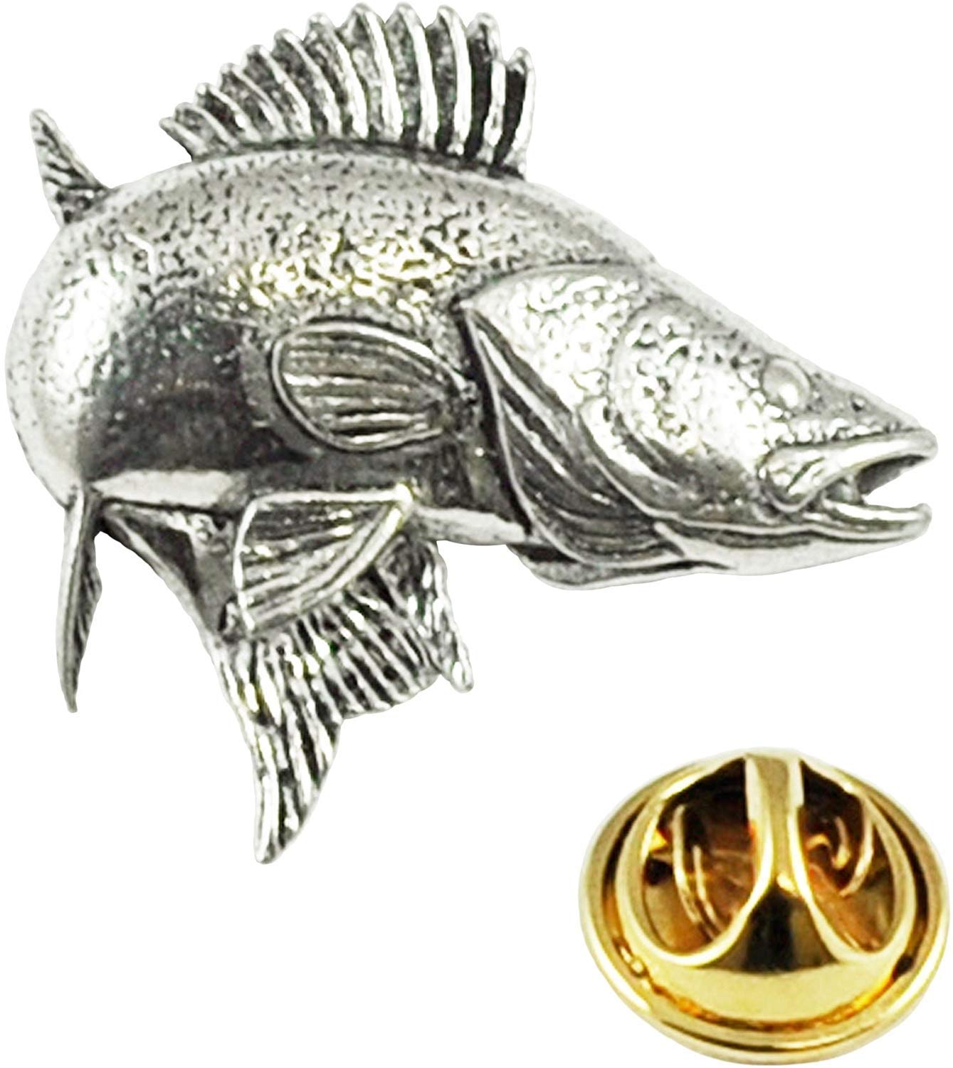 Zander/Walleye Fish English Pewter Lapel Pin Badge