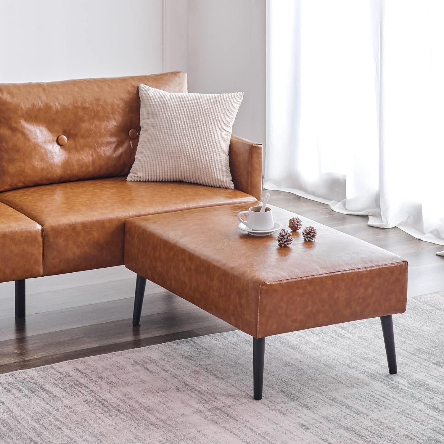 Vonanda Square Faux Leather Couch Armless Sofa Module for