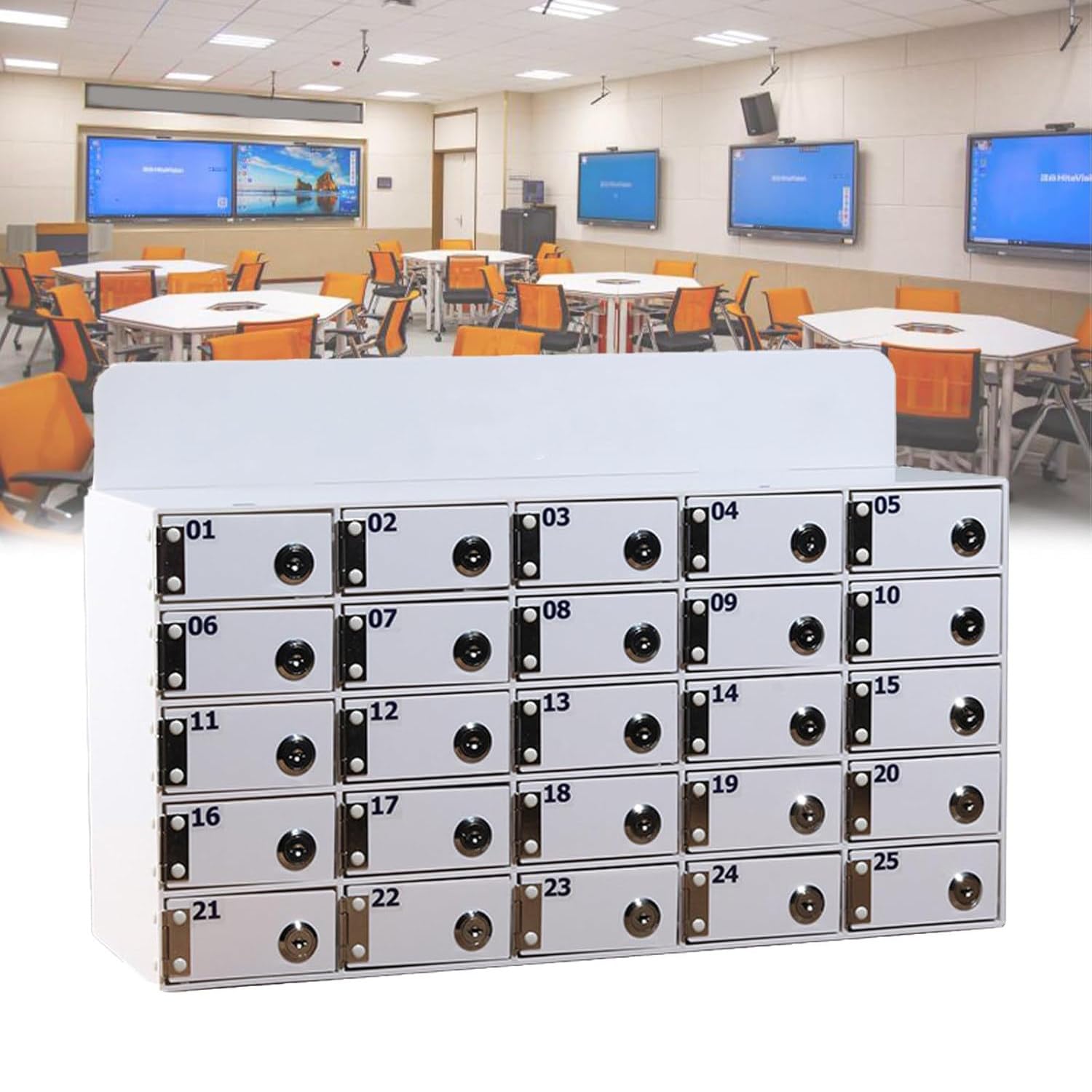 Armadietto per telefono in acrilico con chiusura a parete per il personale Soluzione di archiviazione desktop Conservazione sicura del telefono cellulare per uffici e aziende