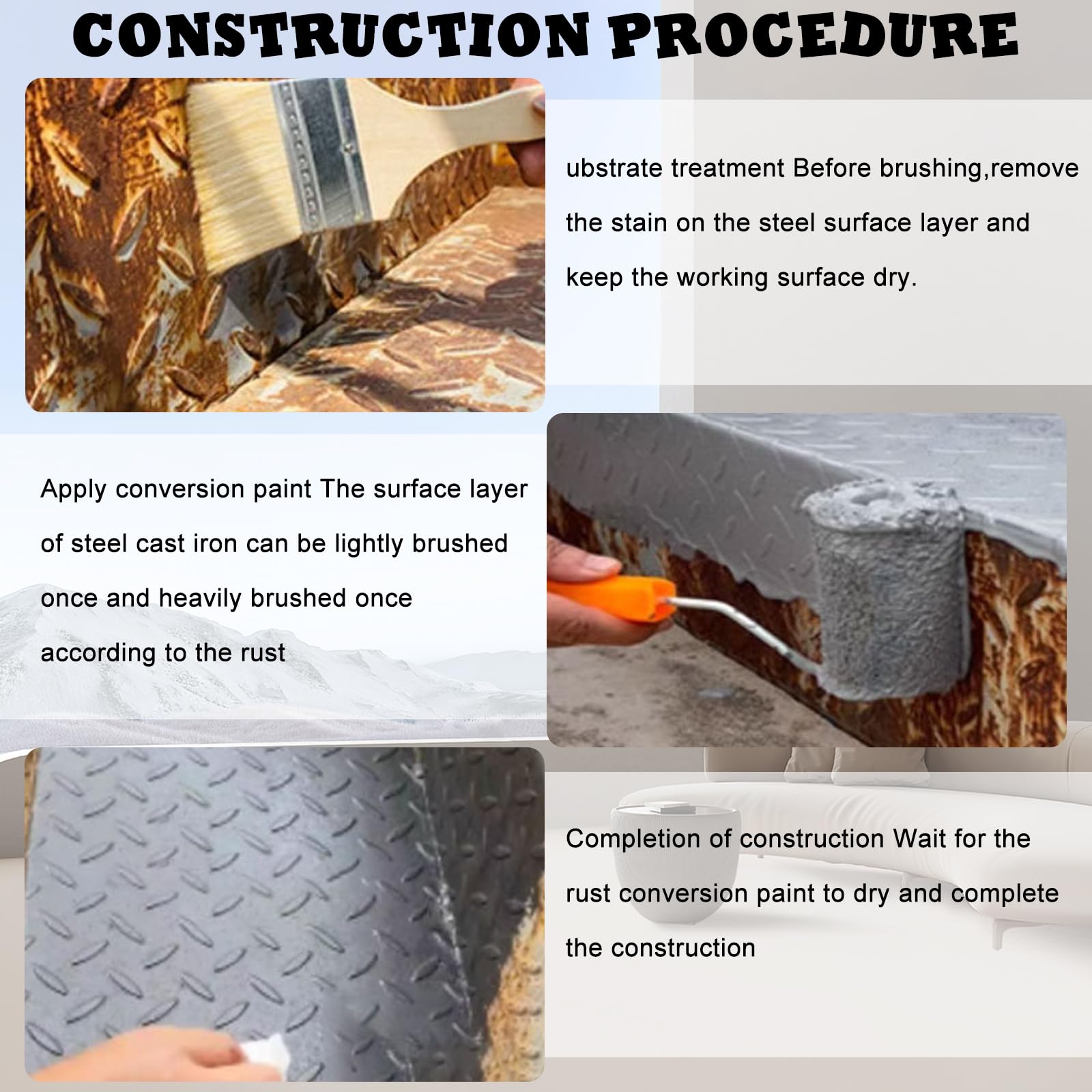 Weatherproof Rust Converter Paint For Metal Rust Remover For