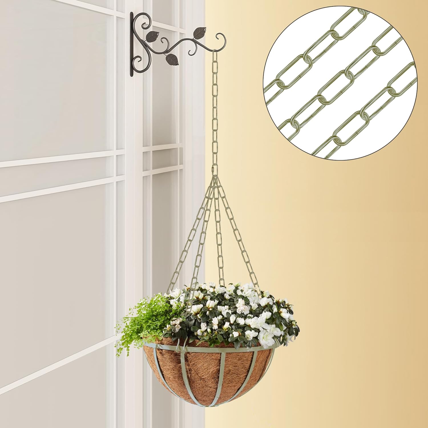 12 Ft Heavy Duty Hanging Chain Kit with Connection Locks & Swag Ceiling Hooks for Lighting Fixture, Chandelier, Pendant, Lantern, Swag Lamp, Plant/Flower/Fruit Basket, Bird Feeder (Bronze)