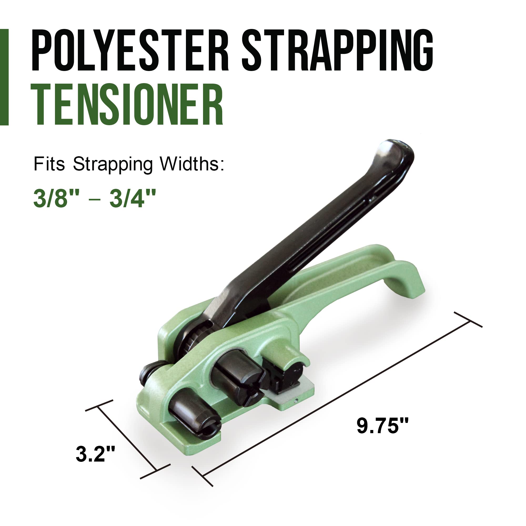 8NET Polyester Strapping Starter Kit, Fits Strapping Width 5/8'', Economy Tensioner + Heavy Duty Sealer + Heavy Duty Strapping Cart - Steel