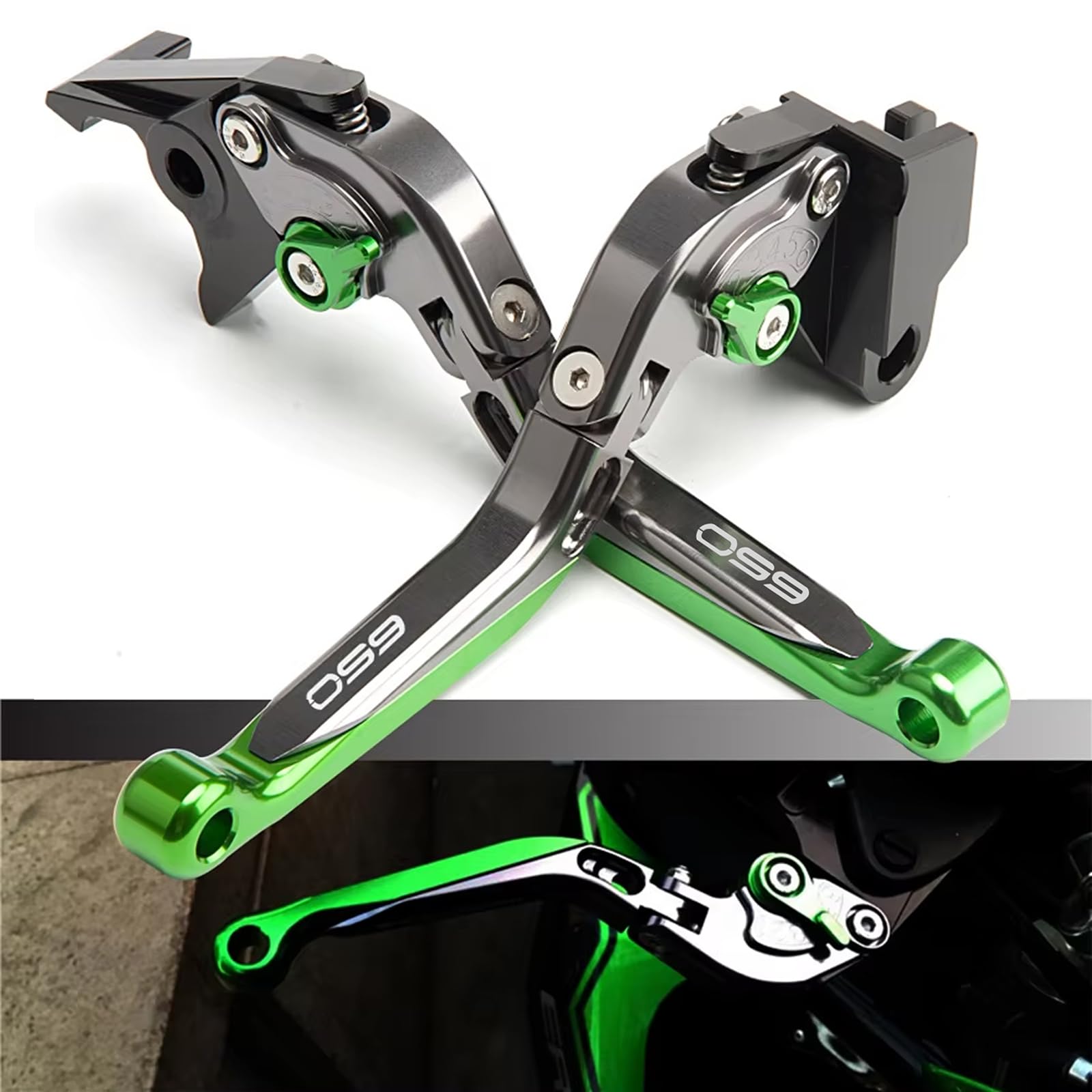 Für Kawasaki Z650 Z 650 2017-2026 Ninja650 VERSYS650 650CC VULCAN S 650 VN650 EN650 Motorrad Brems- und Kupplungshebel verstellbar ausziehbar (grün)