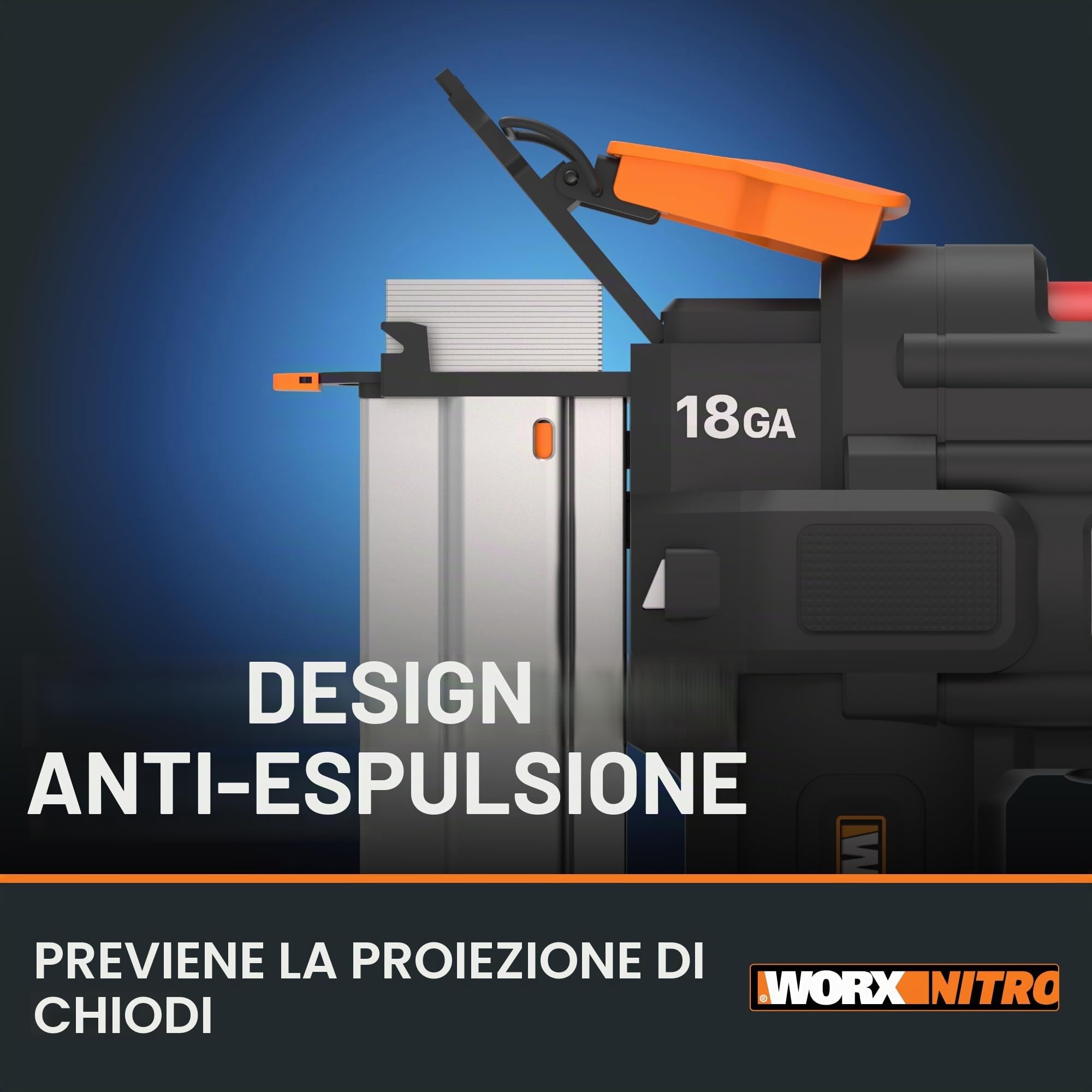 Chiodatrice a batteria 20 V - 18 GA | Worx | PowerShare | WX842.9 | Chiodi da 1,2 mm e fino a 50 mm di lunghezza