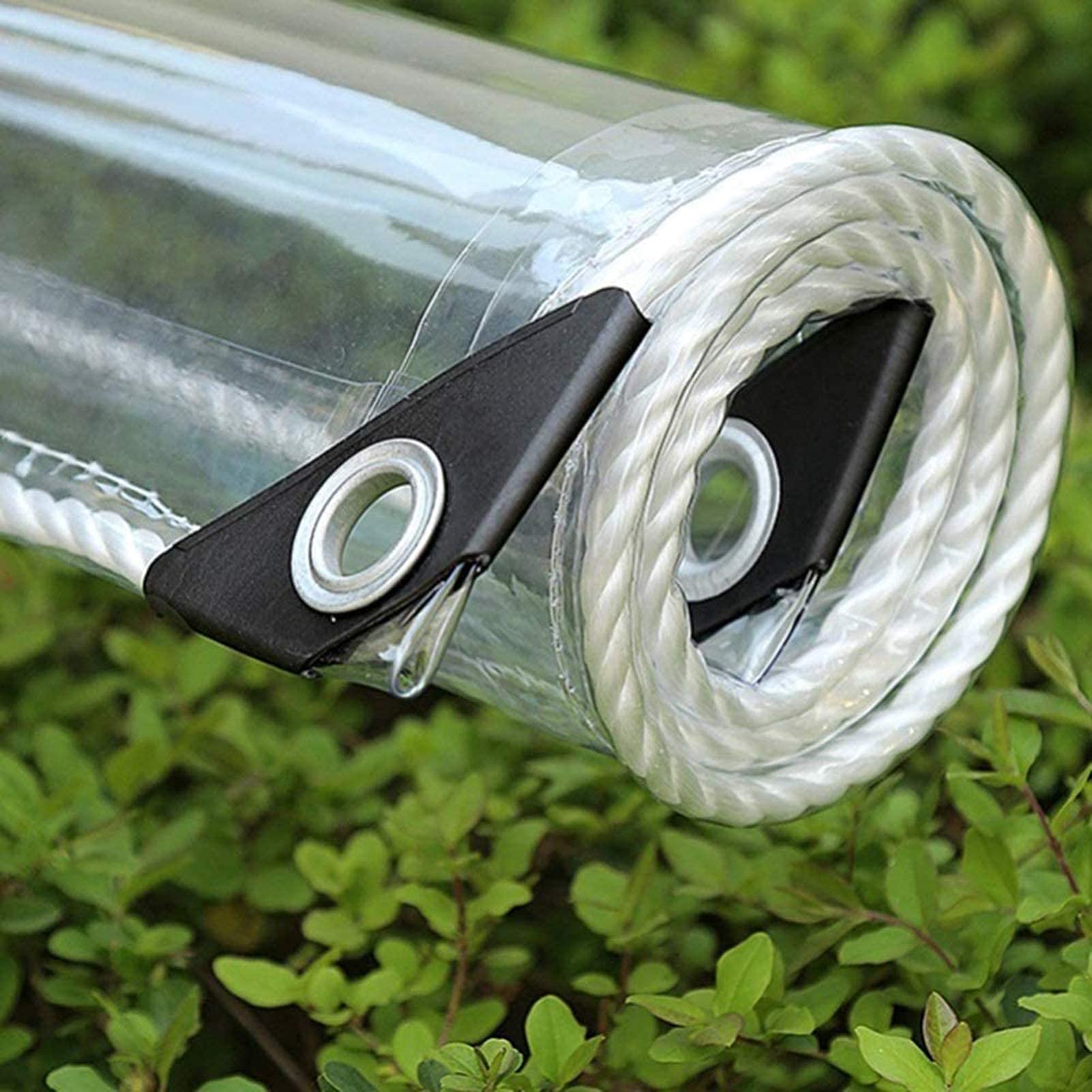 Lona impermeable transparente con ojales para protección de plantas y muebles de jardín, material de PVC (tamaño: 1,2 x 4 m)