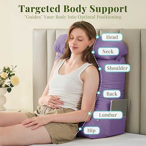 Miniatura 3 de Sasttie Juego de almohadas de cuña, 3 almohadas de lectura para sentarse, almohada de cuña de cama para dormir, después de una cirugía, reflujo