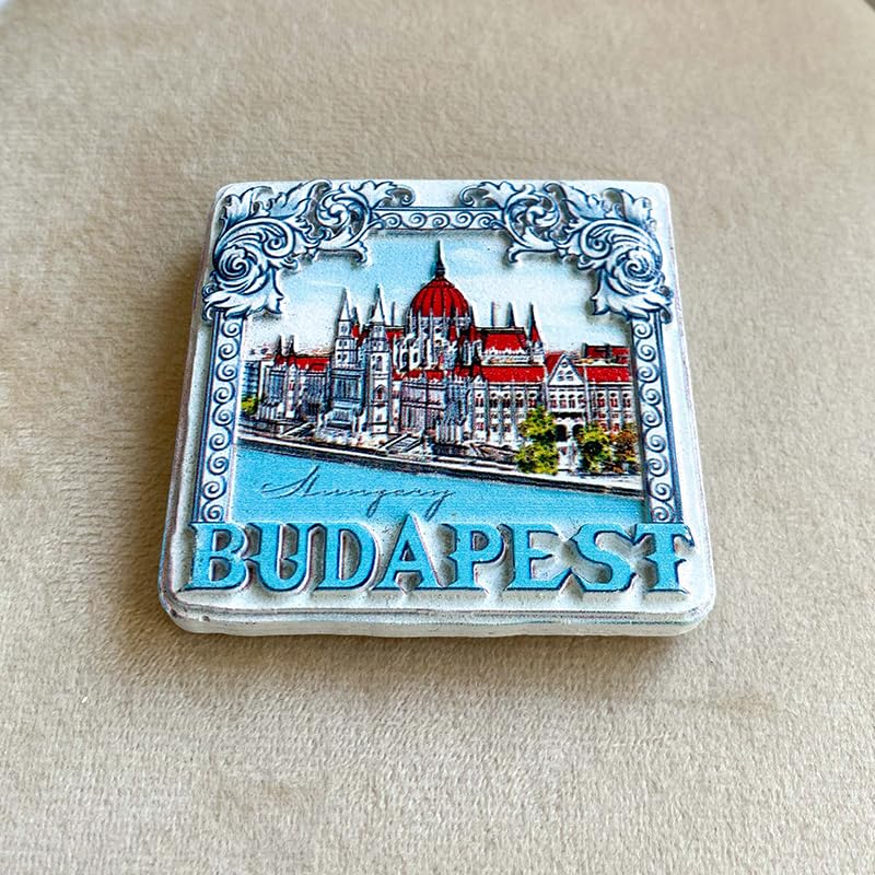 Imán decorativo Budapest Parlamento diseño azul y blanco miniatura 5