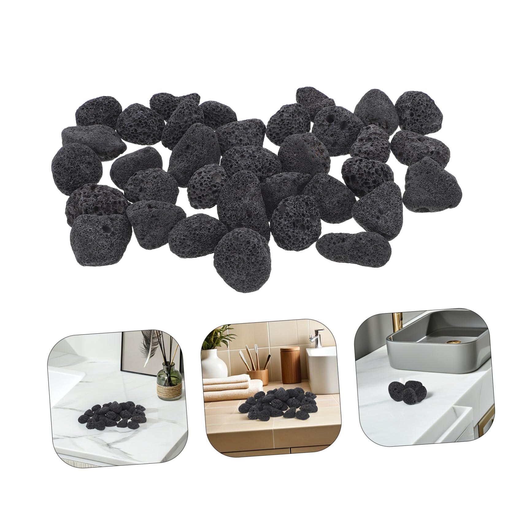 6 Beutel Saunaofensteine aus Natürlichem Vulkanstein 600g Schwarz für Traditionellen Dampfraum mit Effizienter Dampferzeugung und Verbesserter Dampfdiffusion
