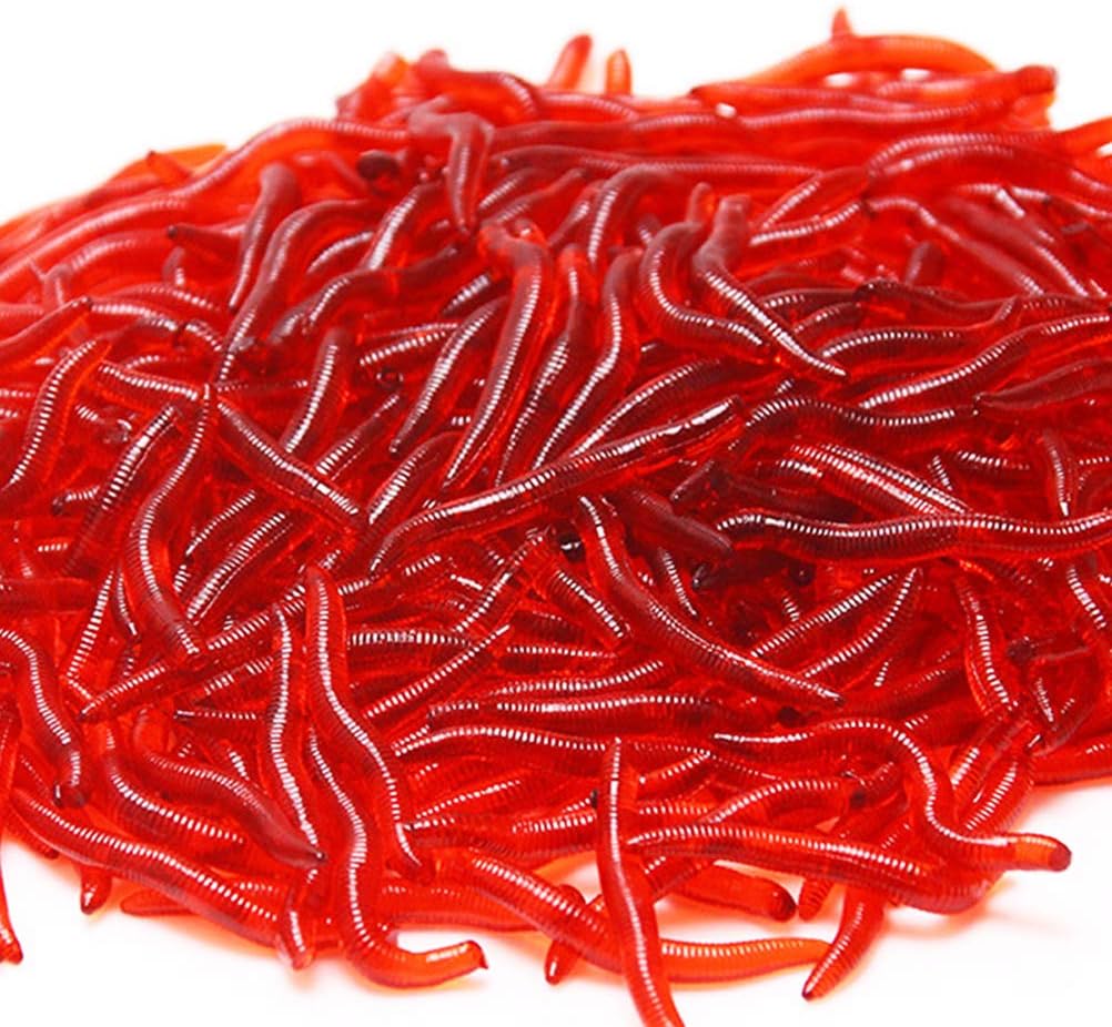 Yeqoo Soft Fishing Lure Artificial Fishing Tackle Bait Realistic Fishing Bait Simulated Earthworms Bionic Grub (Red Worms, 200pcs) - Image 4