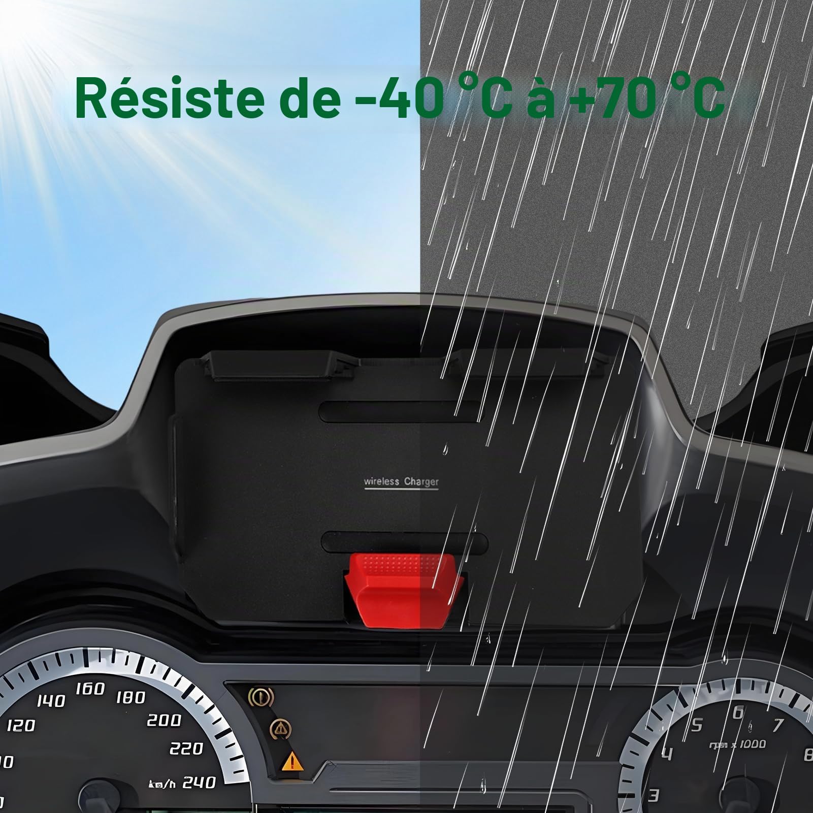 DAZZLEEX Support de téléphone de navigation pour moto BMW avec chargement sans fil 15 W pour R1200GS R1250GS R1300GS IPX6 étanche 10,6 à 16,5 cm (logo rouge)