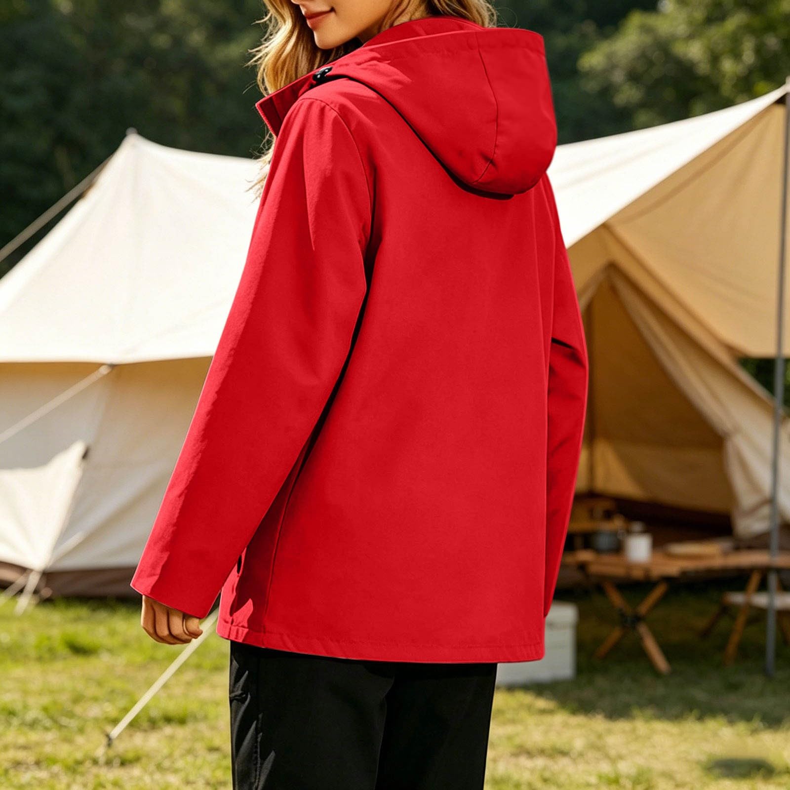 Genérico Poncho Impermeable,Abrigo Anorak Ligero Informal De Manga Larga Y Largo Medio con Capucha para Mujer Ideal para OtoñO