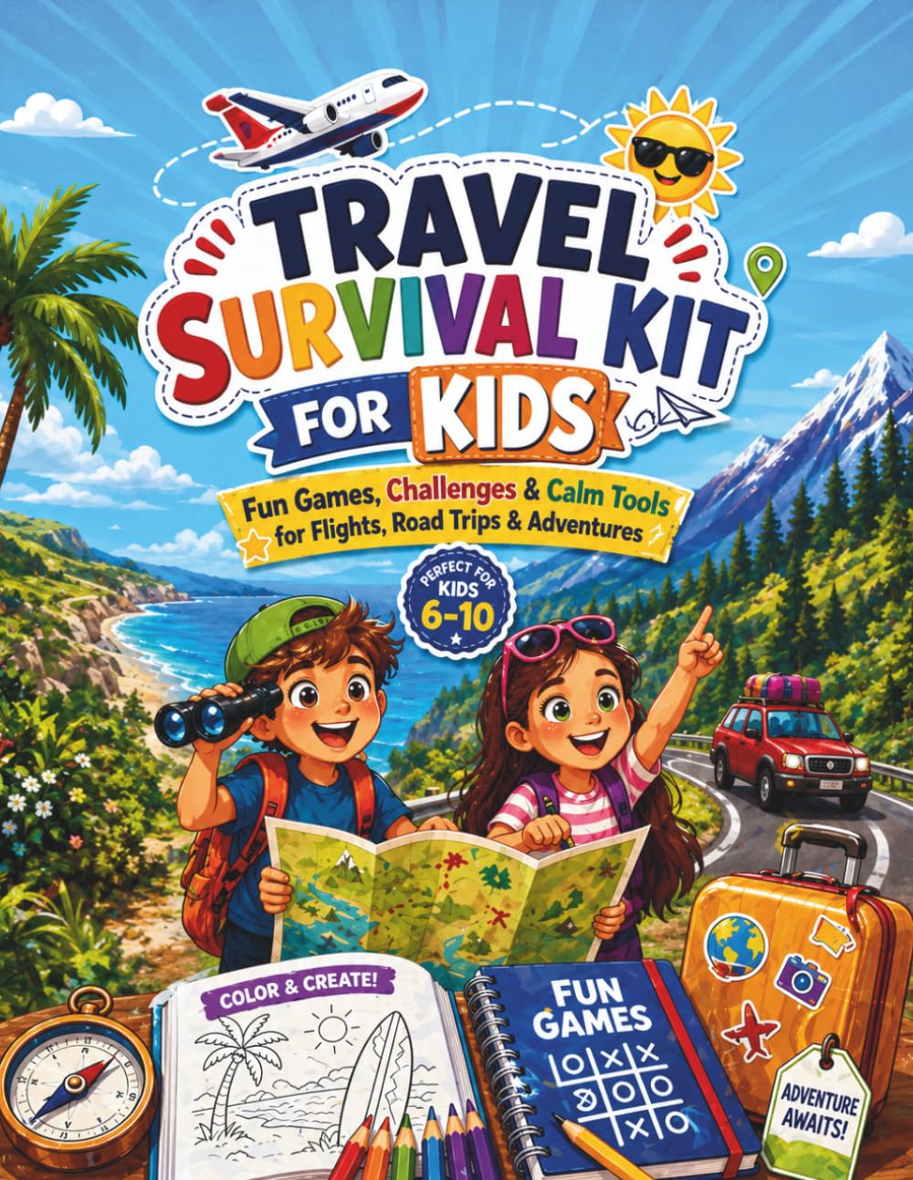 Kids Travel Survival Kit: Fun Games, Challenges & Calm Tools for Flights, Road Trips & Adventures