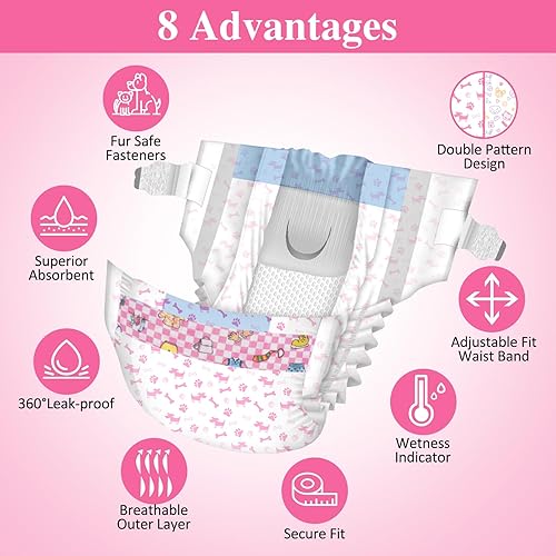 Miniatura 4 de Dono Pañales desechables para perros y gatos, 24 unidades, con indicador de humedad, súper absorbentes, para perros pequeños, medianos y grandes, 24