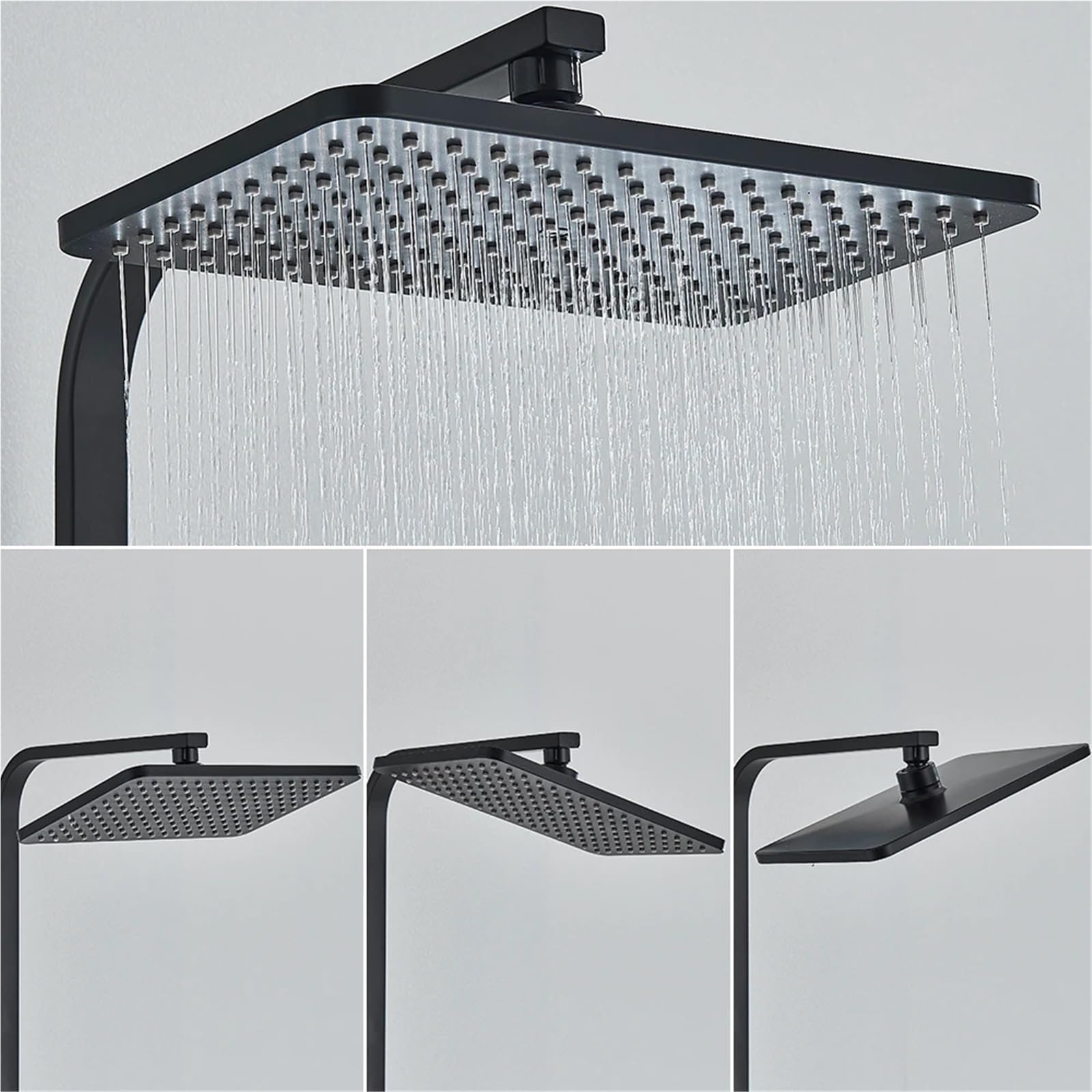 Soffione a pioggia Rubinetto a pioggia con soffione doccia dorato nero, flusso grande