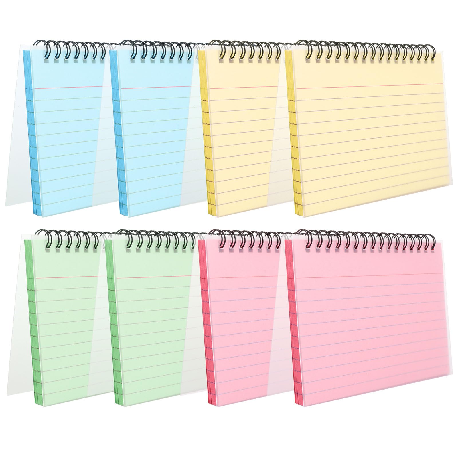 ZOFUN 8 Pcs Flash Cards, 15 x 10 cm Index Cards in Pink, Yellow, Green, Blue