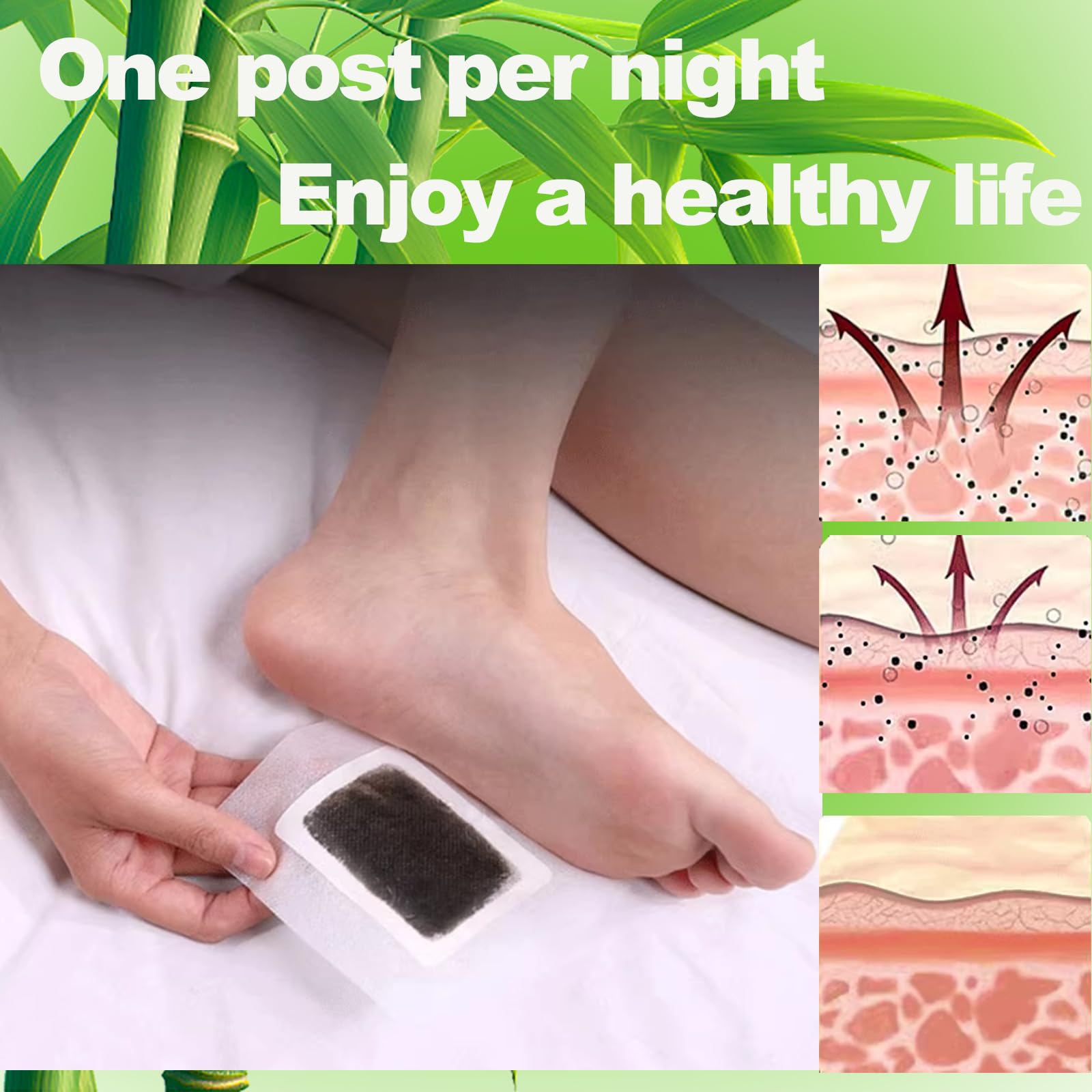 100 PCS Parches Detox para Pies - Natural Parches Desintoxicantes para Pies Detox Foot Parche para pies de limpieza profunda, Eliminar Toxinas Del Cuerpo y Mejoran el Sueño