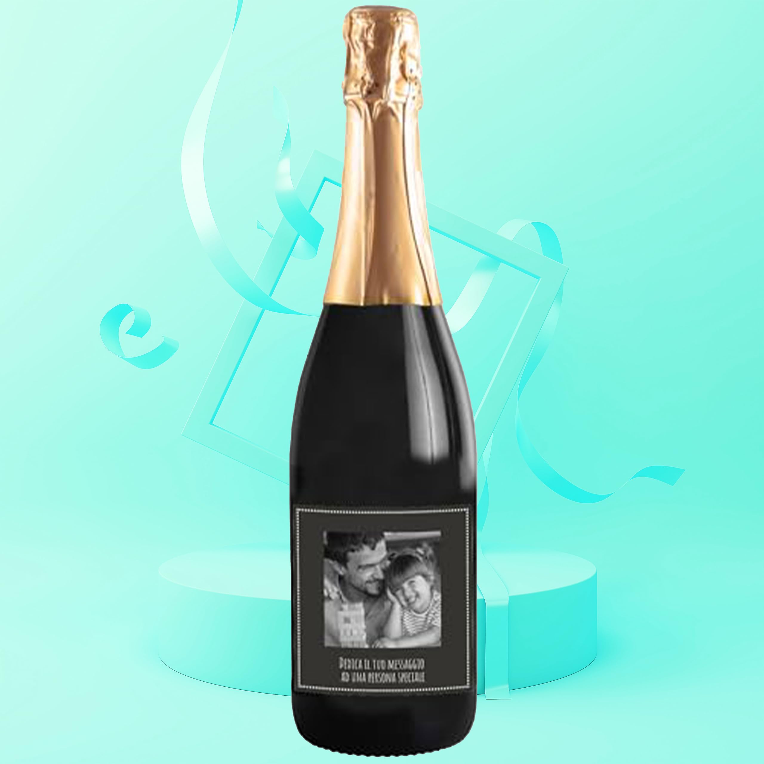 Bottiglia di Prosecco DOC personalizzato per lui - Idea regalo esclusiva e originale per uomo, festa del Papà, festa del Nonno, nuova nascita, compleanno e Natale. (0,75L, Foto e Testo)