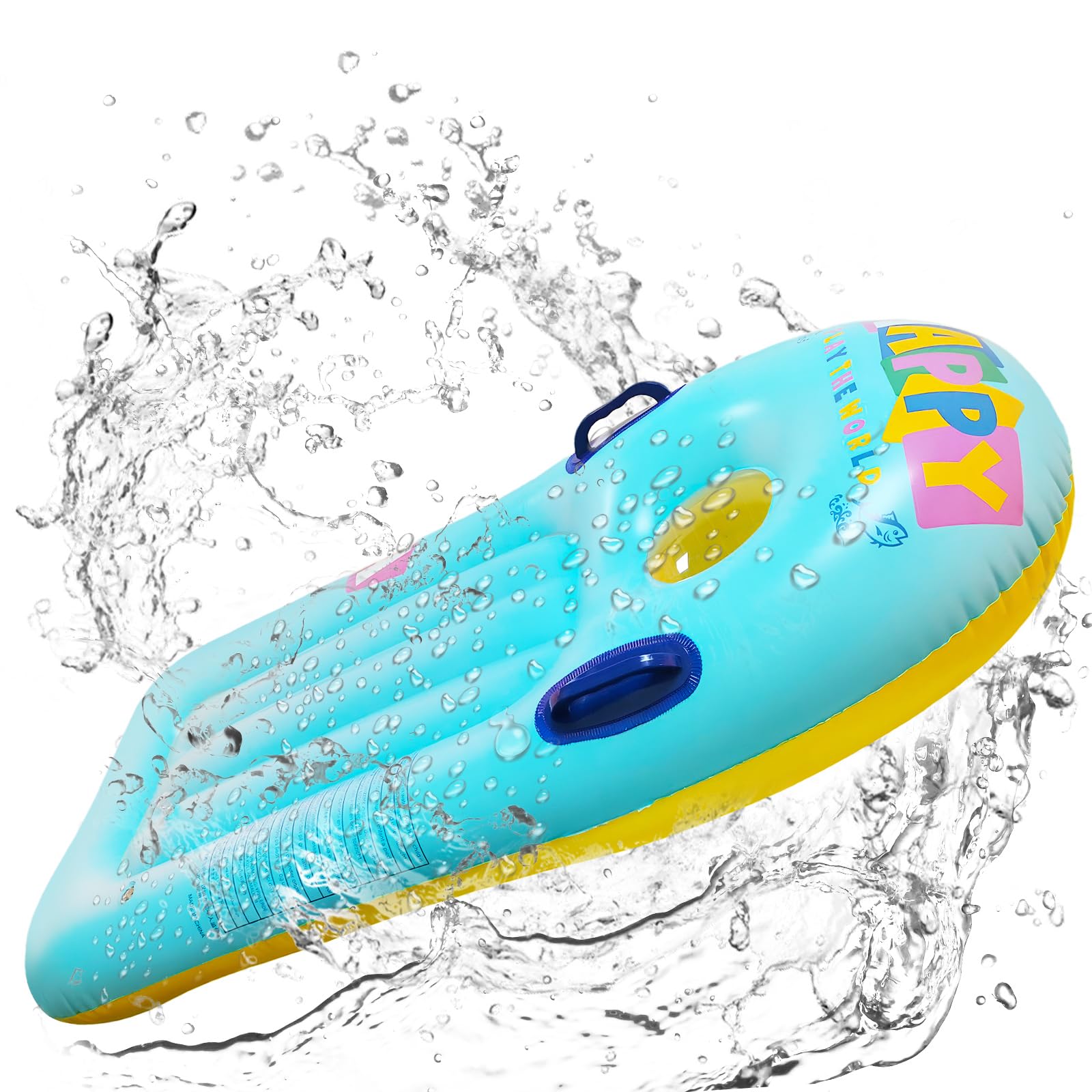 Schwimmbrett Bodyboard Aufblasbar 110 x 48cm mit Griffen für Kinder Strand Pool