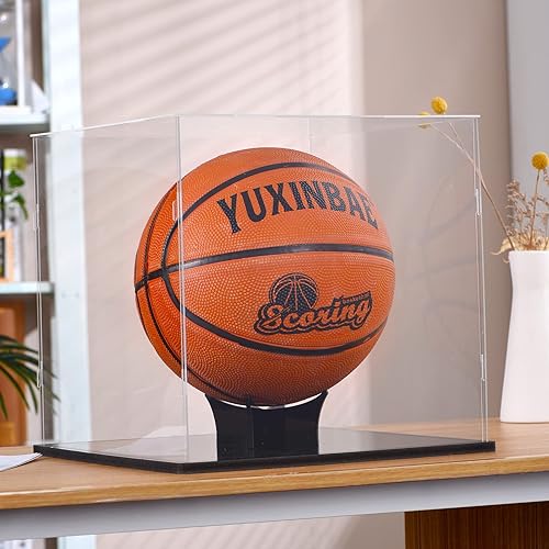 Miniatura 5 de Vitrina de acrílico transparente con protección UV, soporte de baloncesto acrílico, vitrina para baloncesto con autógrafo, para baloncesto, muñecas,