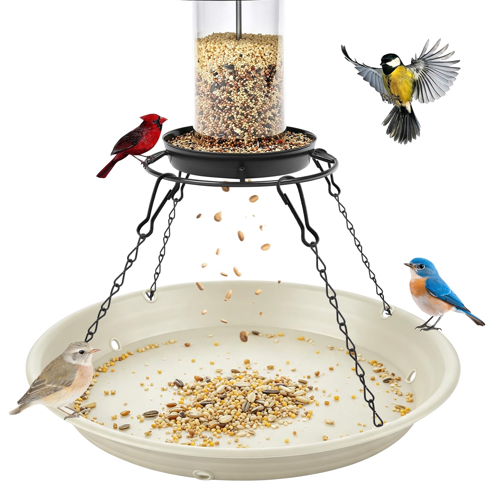 Bird Seed Catcher Tray, 32cm Hanging Bird Feeder Tray, White