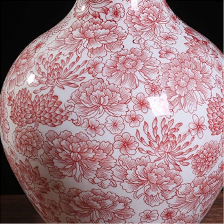 Amazon.co.jp: ファッション花瓶 花瓶半手描き風水下釉赤