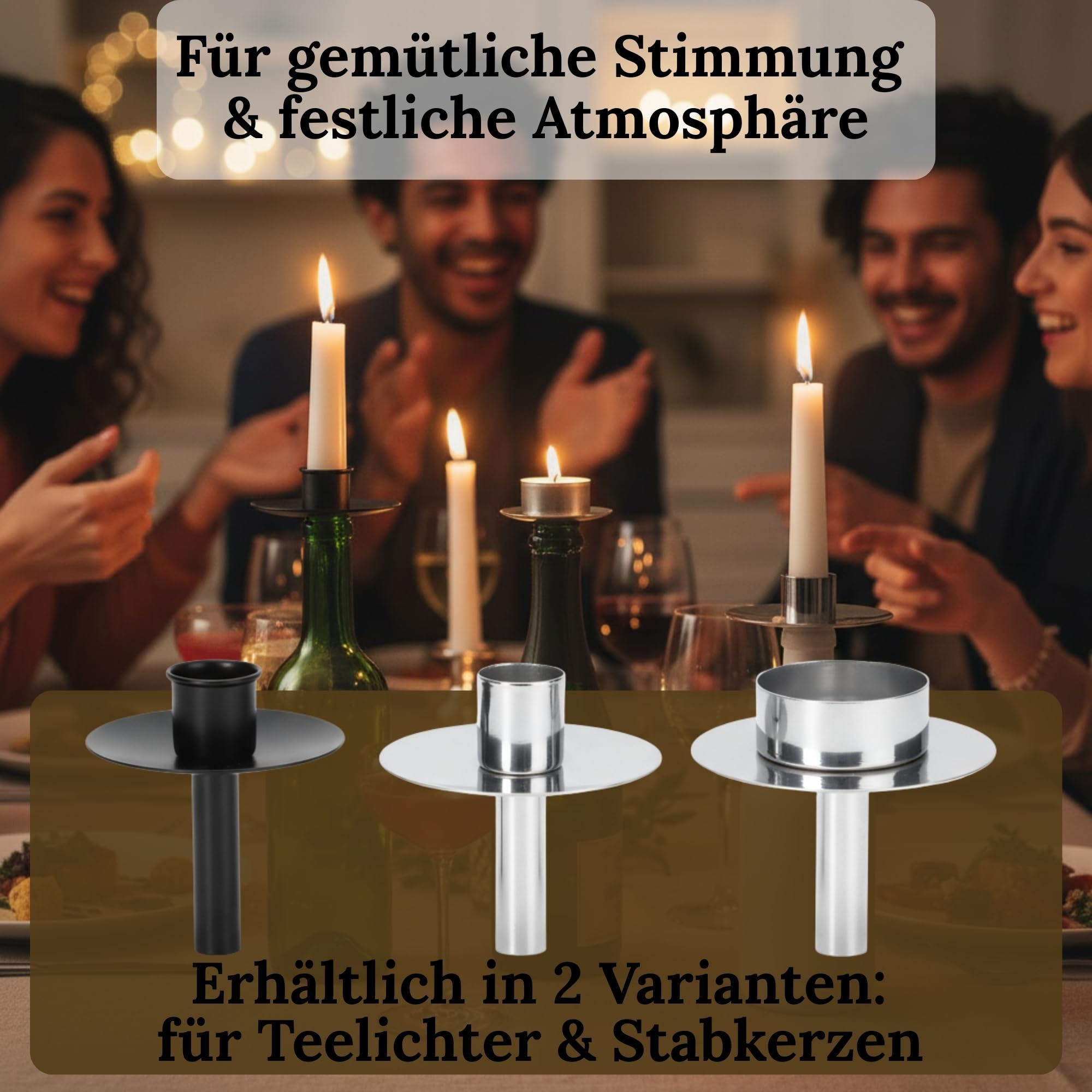Novaliv 20x Kerzenhalter Flasche Schwarz Eisen Kerzenhalter Flaschenaufsatz für Kerzen ca. 2cm Schwarz Flaschenkerzenhalter Stabkerzen Kerzenständer Stabkerzenhalter Candle Holder Stabkerzentülle