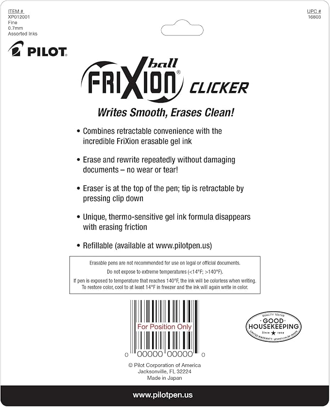 PILOT Frixion Bolígrafos Borrables 0.7mm Pack de 6 Negro miniatura 6