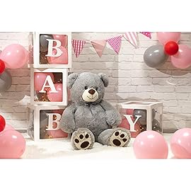 HollyHOME Teddy Bear Stuffed Animal Plush Giant Teddy Bears with Footprints Big Bear 36 inch Gray
