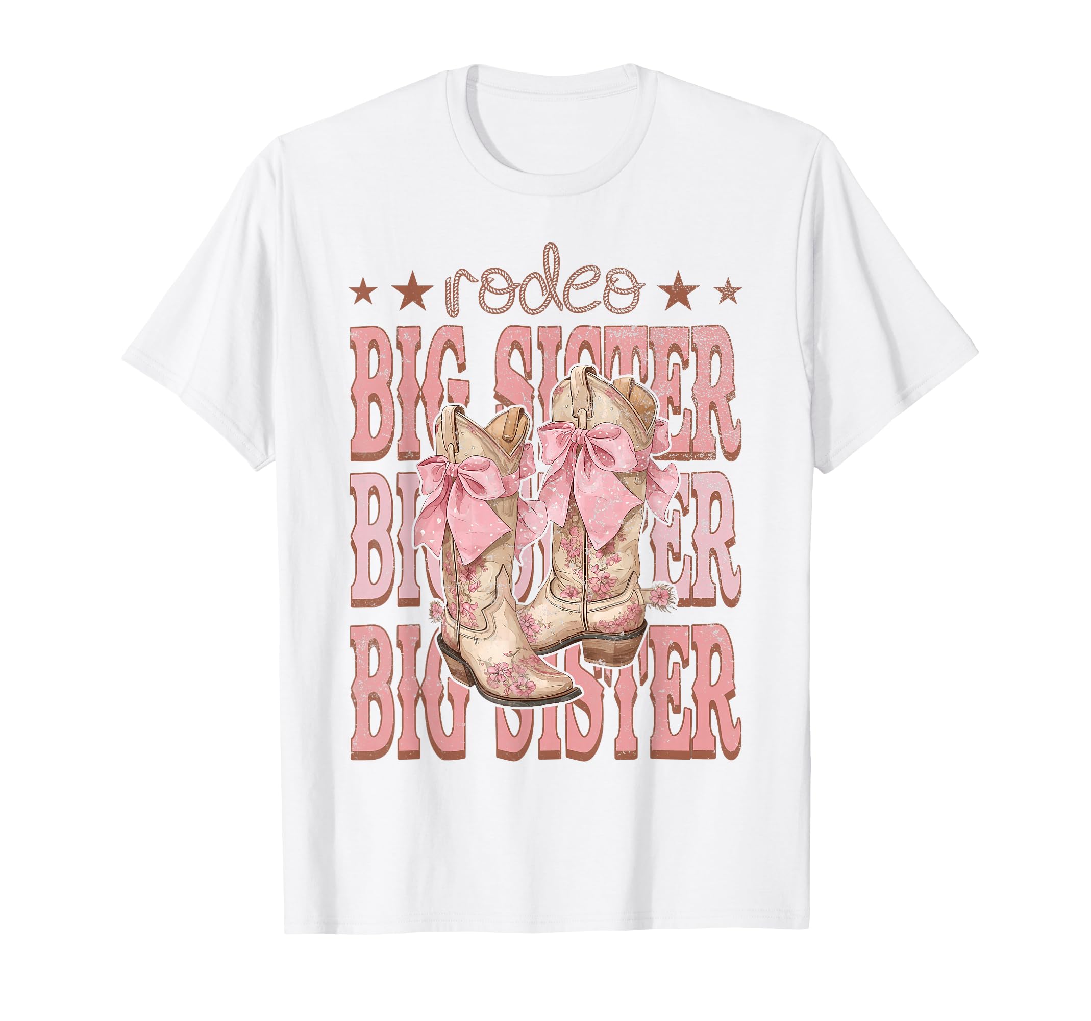 Rodeo Big Sister Pink Boots Coquette Cow-Girl Birthday Party T-Shirt