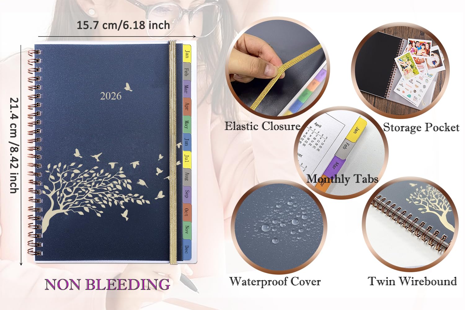 Agenda 2026 à Spirales, Format A5, 1 Semaine Sur 2 Pages