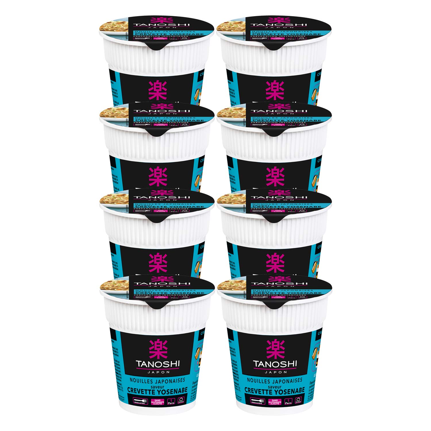 Tanoshi Copa japonesa instantánea fideos Yosenabe camarones 65 g para 1 persona 8 unidades