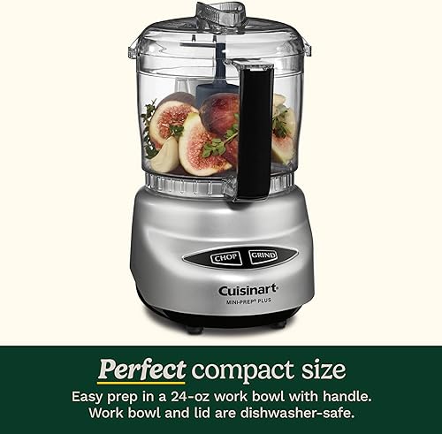 Cuisinart Mini-Prep Plus Food Processor, 24-Ounce Mini Food Processor to Chop Herbs, Vegetables, and Hard Cheese, 24-Ounce Work Bowl, Reversible Stainless Steel Blade, DLC-2ABC, Brushed Chrome