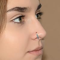 Vista 2 de Nose Ring with CZ - Surgical Steel Nose Earring