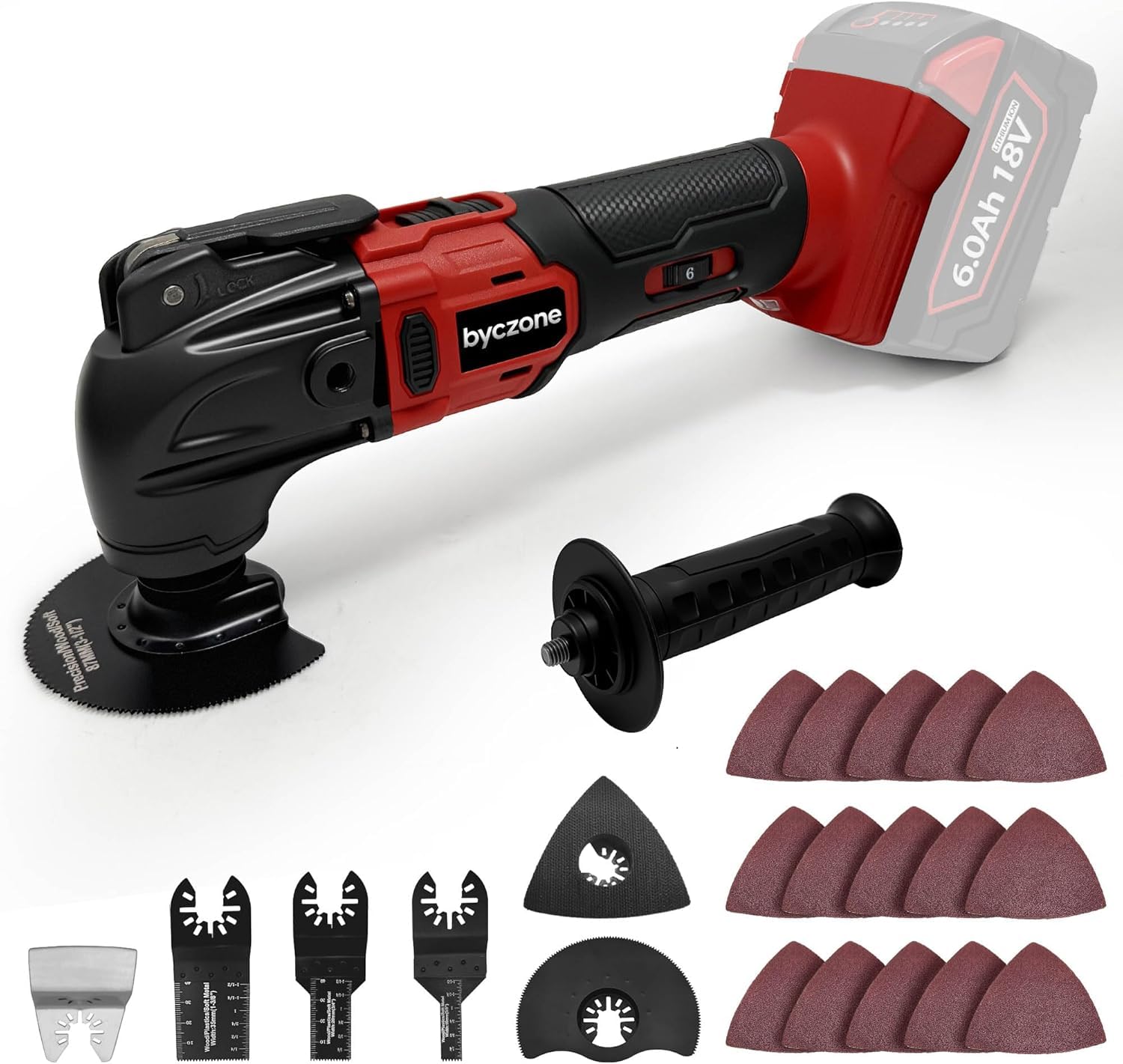 Multiherramientas oscilantes para batería Milwaukee de 18 V, multiherramienta inalámbrica con 6 velocidades variables de 8.500-21.000 RPM, 23 herramientas oscilantes de lijado y corte (solo