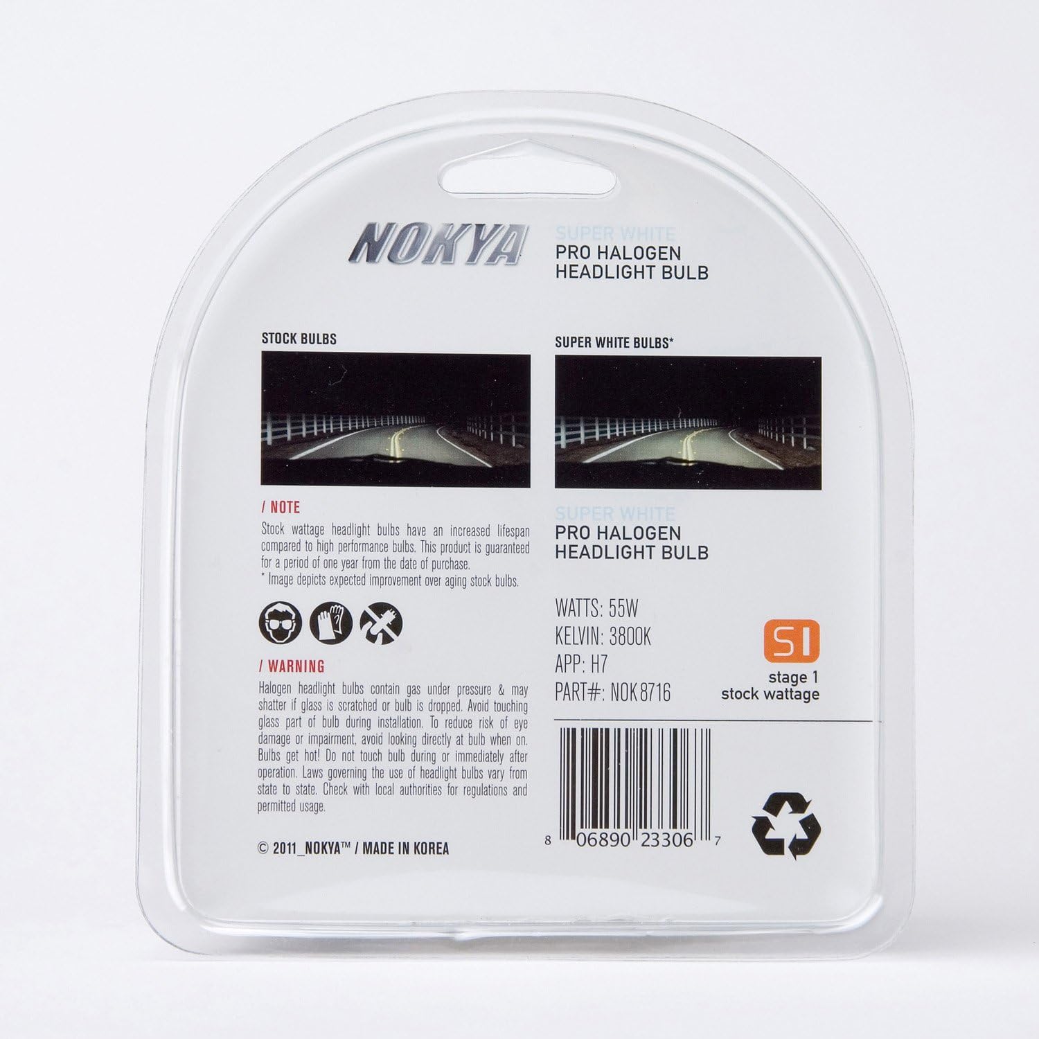 Nokya H7 Headlight Bulbs — Super White 3800K 55W (Stage 1) NOK8716