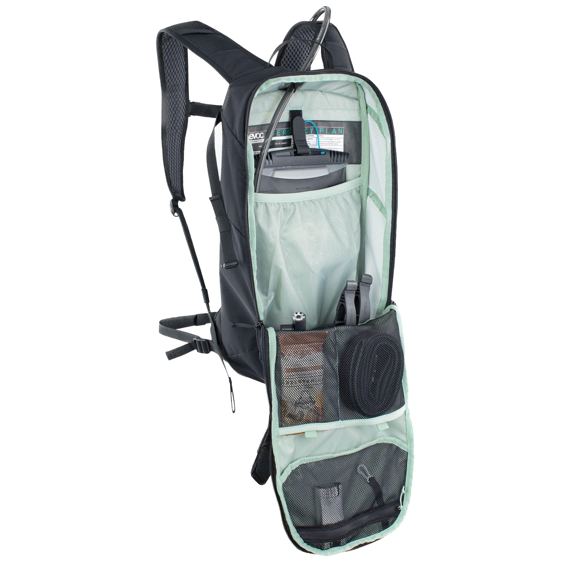 EVOC RIDE 8 Sac à dos de vélo, sac à dos de randonnée pour les sentiers et autres activités (gestion intelligente des poches, ventilation grâce au rembourrage dorsal AIR-PAD, HYDRATION BLADDER de 2 l)