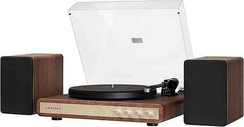 Miniatura 16 de Crosley C65A-WAGL - Tocadiscos de vinilo de 2 velocidades con altavoces de 50 W, cartucho audio-técnico con imán móvil, receptor Bluetooth, nogal