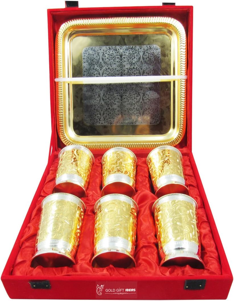 GoldGiftIdeas GoldAntique Silver Plated Glass and Tray