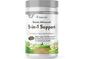 NaturVet Senior Advanced 5-in-1 Support Dog Supplement - Enhanced Dementia Aid for Enhanced Cognitive Function