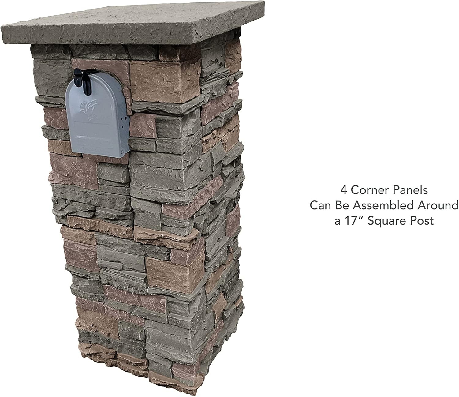 GenStone Faux Stacked Stone Peaked Column Cap 23" x 23" x 2" in Keystone Color for Do It Yourself Friendly Home Improvement Projects